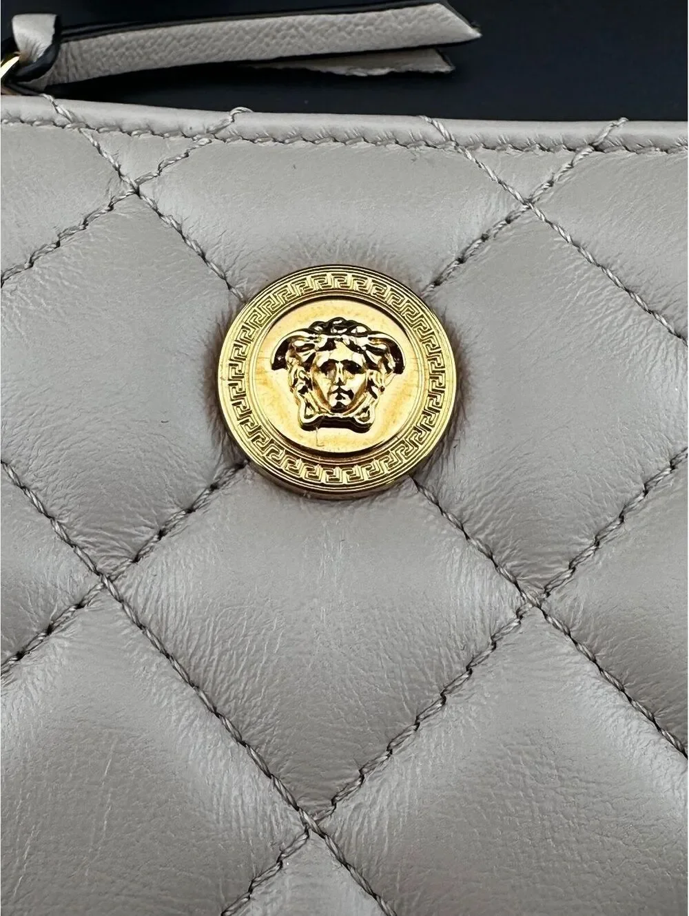 Versace Quilted Leather Wallet with Gold Medusa Button
